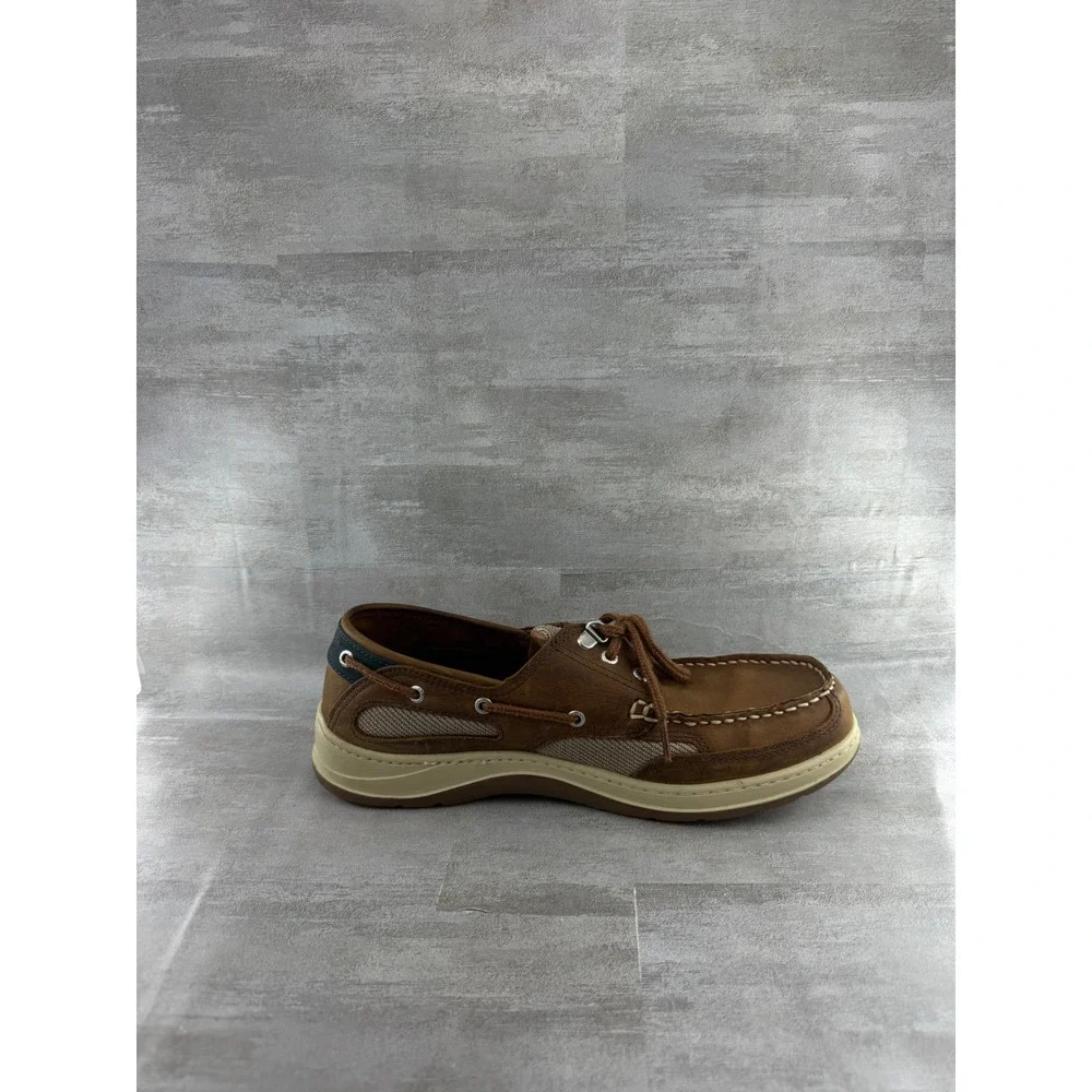 Sebago Marine Grip Men Brown Leather Mesh Boat Shoes Size 9M 8910160